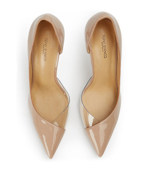 Beige Tony Bianco Adore Coco Patent/Clear Vinylite 10.5cm Stiletto Heels | ILIIZ99429