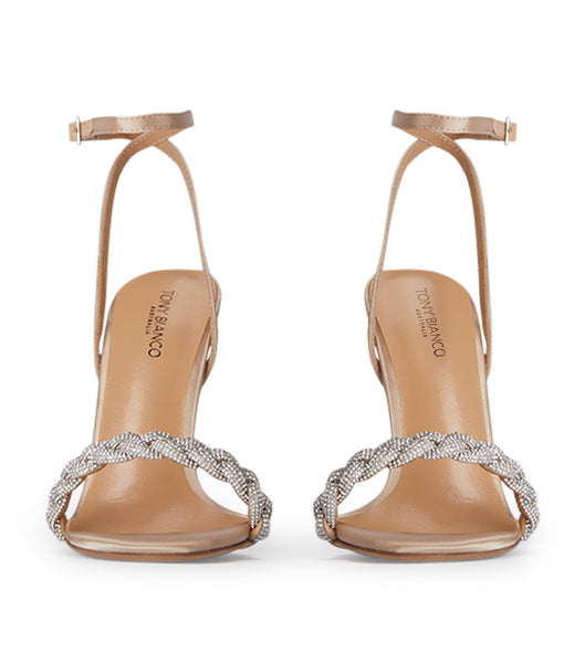 Beige Tony Bianco Kosta Nude Satin 11cm Bridal Heels | ILEGJ94437