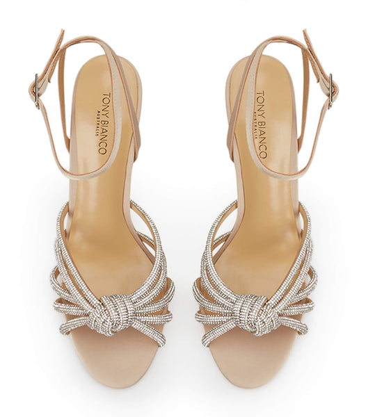 Beige Tony Bianco Kyla Nude Satin 11cm Event Heels | YILGT85354