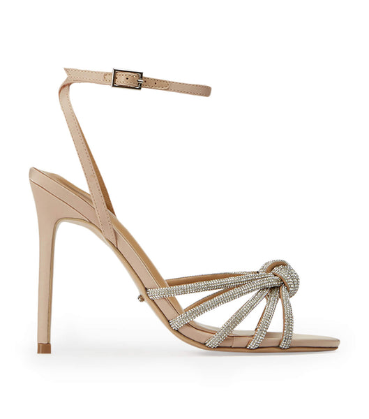 Beige Tony Bianco Kyla Nude Satin 11cm Strappy Heels | MILHR18202