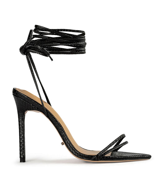 Black / Snake Tony Bianco Millie Black Snake 10.5cm Strappy Heels | YILGT92902