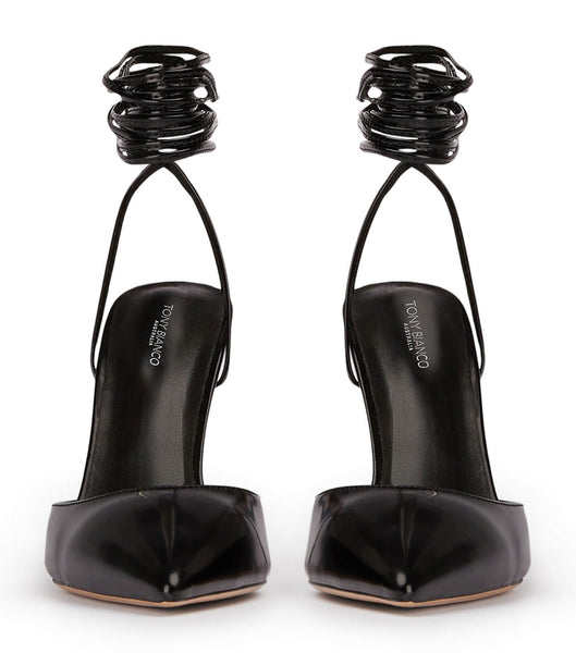 Black Tony Bianco Acer Black Hi Shine 10.5cm Strappy Heels | ILZDE56083