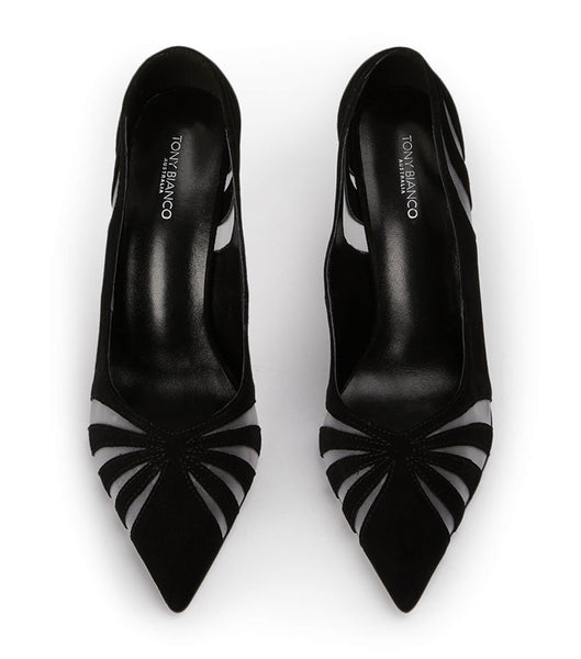 Black Tony Bianco Arrow Black Suede 10.5cm Stiletto Heels | ILCIF40987