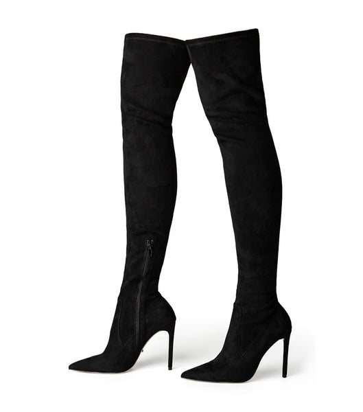 Black Tony Bianco Avah Black Stretch Suede 10.5cm Heeled Boots | AILDF30263