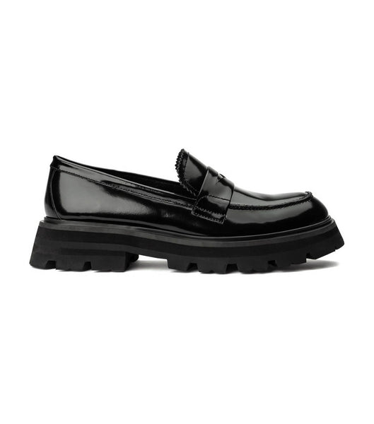 Black Tony Bianco Axell Black Hi Shine 4.5cm Loafers | SILNY72460