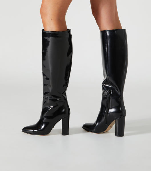 Black Tony Bianco Boss Black Hi Shine 9.5cm Mid Calf Boots | AILDF41663