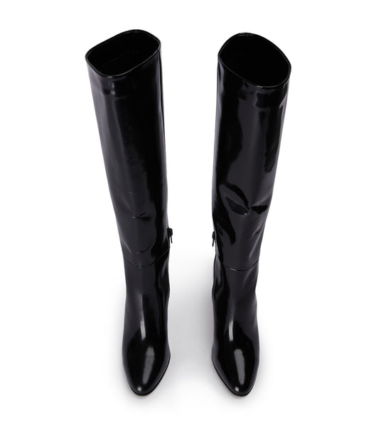 Black Tony Bianco Boss Black Hi Shine 9.5cm Mid Calf Boots | AILDF41663