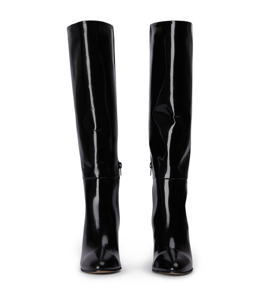 Black Tony Bianco Boss Black Hi Shine 9.5cm Mid Calf Boots | AILDF41663