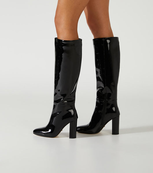 Black Tony Bianco Boss Black Patent 9.5cm Knee High Boots | DILVO23830