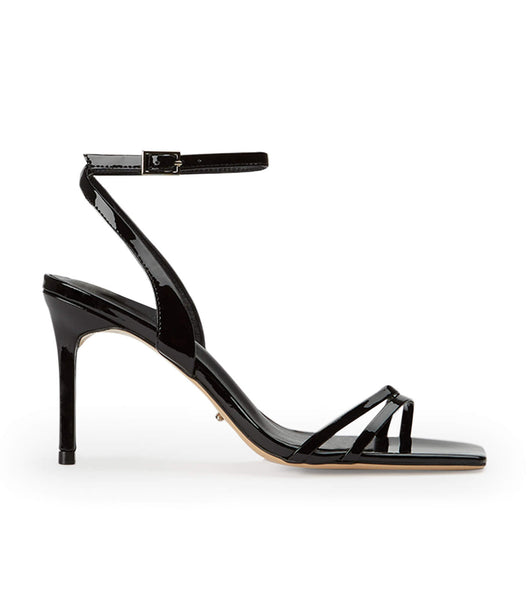 Black Tony Bianco Camelia Black Patent 8.5cm Strappy Heels | ZILNQ54372