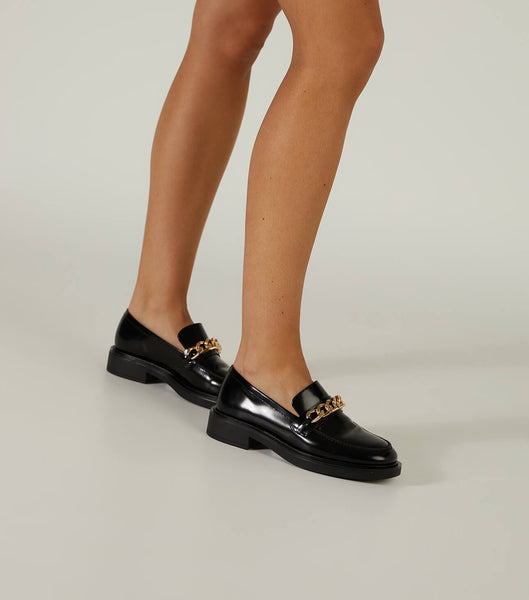 Black Tony Bianco Candice Black Hi Shine 4.5cm Loafers | DILVO23076