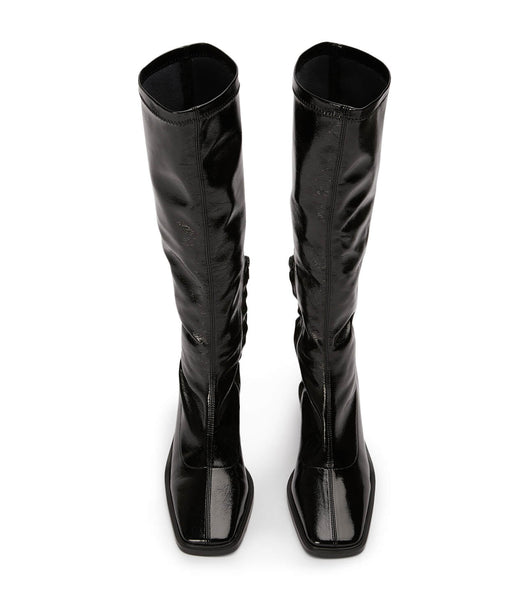 Black Tony Bianco Damon Black Crinkle Patent 7.5cm Knee High Boots | ILDFL72056