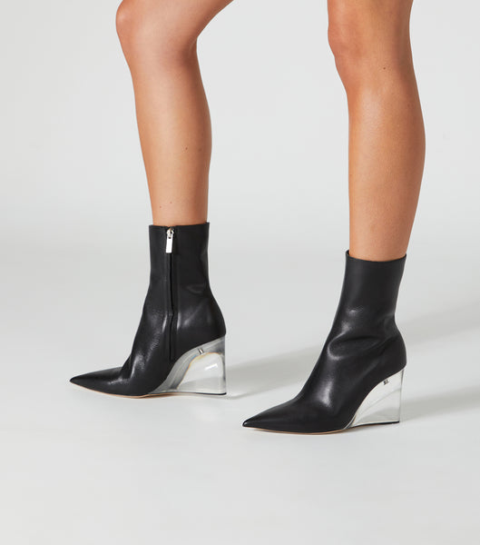 Black Tony Bianco Dasha Black Como/Clear 9.5cm Ankle Boots | ILIIZ38112