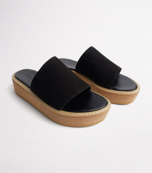 Black Tony Bianco Elke Black 4.5cm Slides | UILND65029