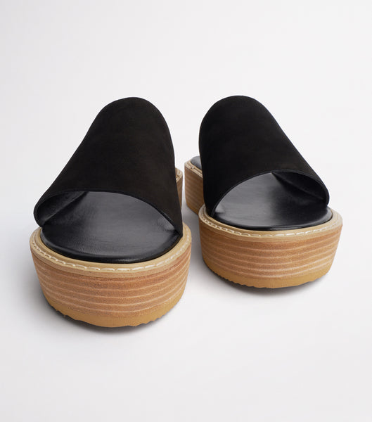 Black Tony Bianco Elke Black 4.5cm Slides | UILND65029