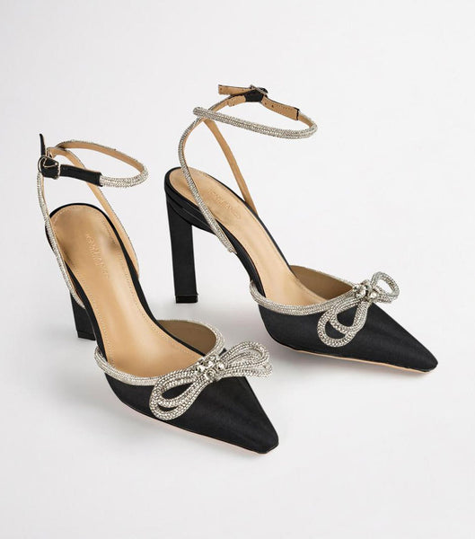 Black Tony Bianco Elsie Black Satin 10.5cm Bling Heels | GILEC82638