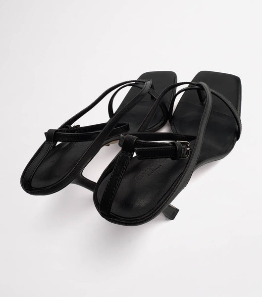 Black Tony Bianco Faythe Black Kid 10.5cm Thong Sandals | ILZPD32806