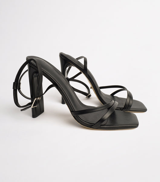 Black Tony Bianco Fiance Black Kid 11cm Strappy Heels | TILPQ63997