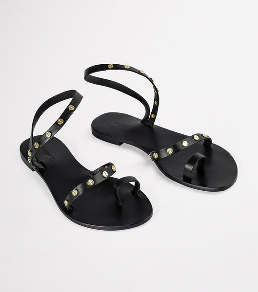 Black Tony Bianco Finola Black 1cm Flat Sandals | ILNEJ38665