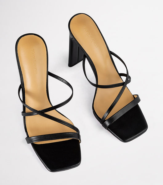 Black Tony Bianco Fior Black Kid 11cm Strappy Heels | AILDF41399