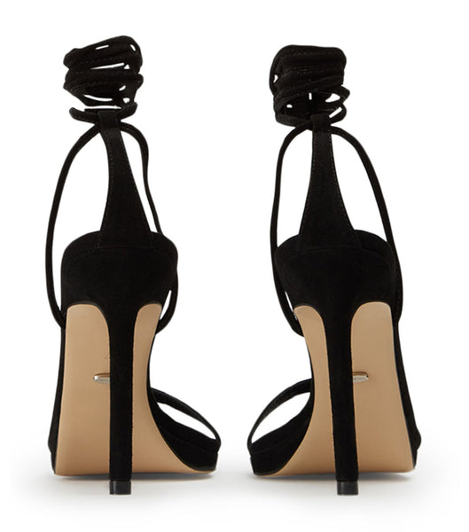 Black Tony Bianco Fleur Black Suede 11cm Strappy Heels | UILND78540