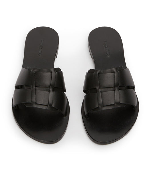 Black Tony Bianco Force Black 1cm Flat Sandals | SILVO29438