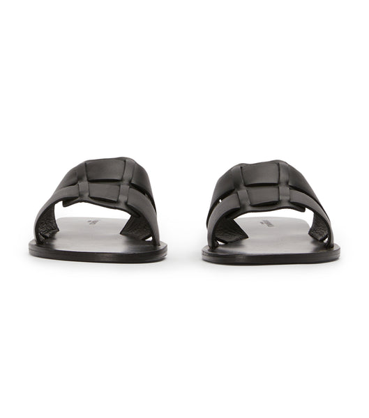 Black Tony Bianco Force Black 1cm Flat Sandals | SILVO29438