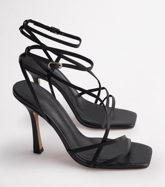 Black Tony Bianco Franci Black Kid 10.5cm Strappy Heels | PILQX23616