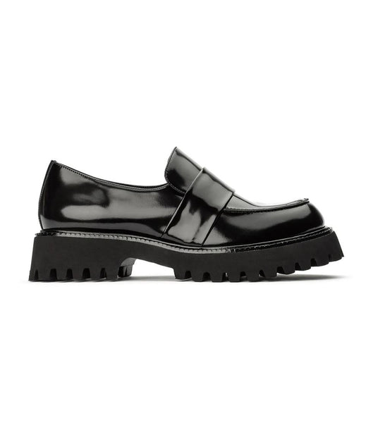 Black Tony Bianco Gisele Black Hi Shine 4cm Loafers | XILBH32765