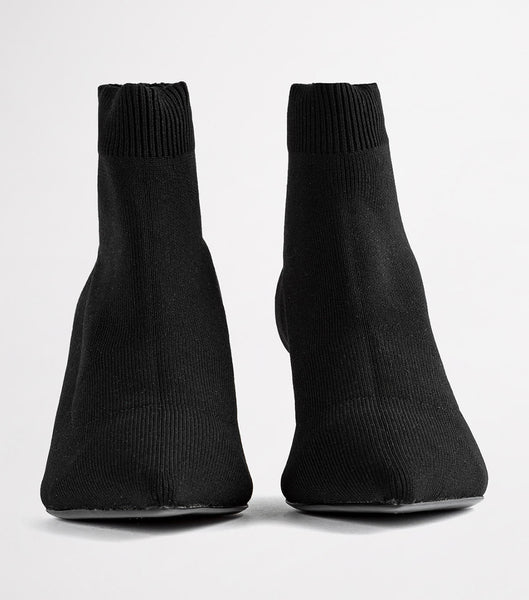 Black Tony Bianco Gwen Black Sock Knit 6.5cm Ankle Boots | ZILMJ92227