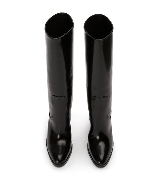 Black Tony Bianco Hadley Black Hi Shine 10.5cm Stiletto Boots | ILEAH49844