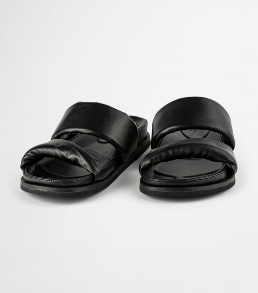 Black Tony Bianco Henry Black Nappa 3.5cm Flat Sandals | DILKV44725