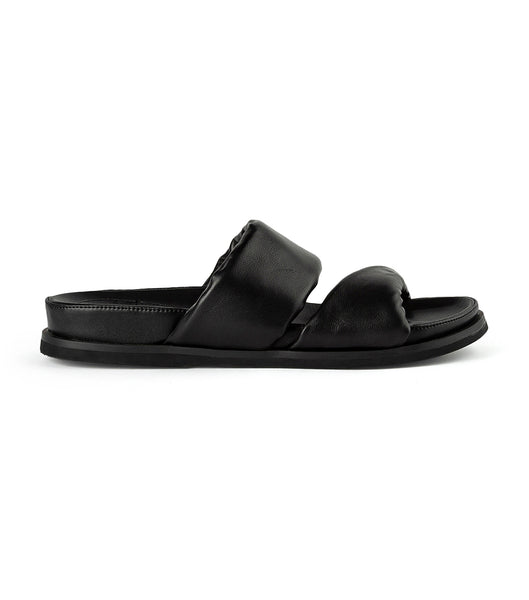 Black Tony Bianco Henry Black Nappa 3.5cm Flat Sandals | DILKV44725