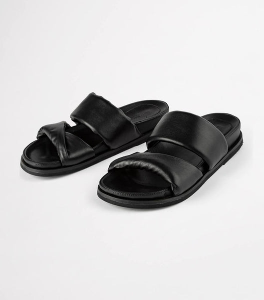 Black Tony Bianco Henry Black Nappa 3.5cm Slides | FILHY81456