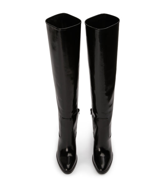 Black Tony Bianco Hot Black Hi Shine 10.5cm Knee High Boots | TILWZ50459