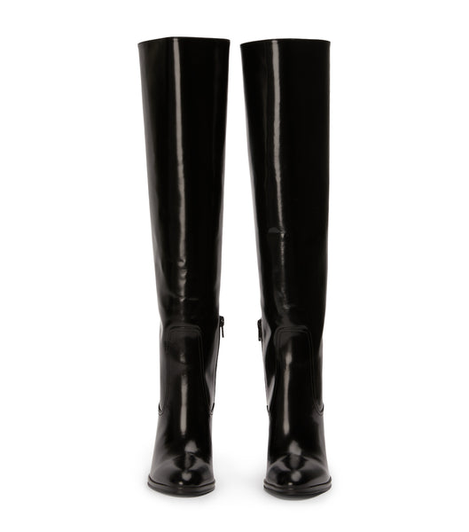 Black Tony Bianco Hot Black Hi Shine 10.5cm Knee High Boots | TILWZ50459