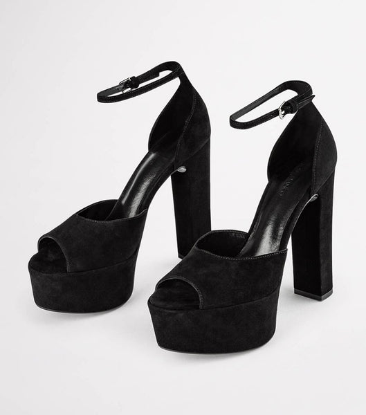 Black Tony Bianco Jayze Black Suede 14cm Platform Shoes | GILUC41283