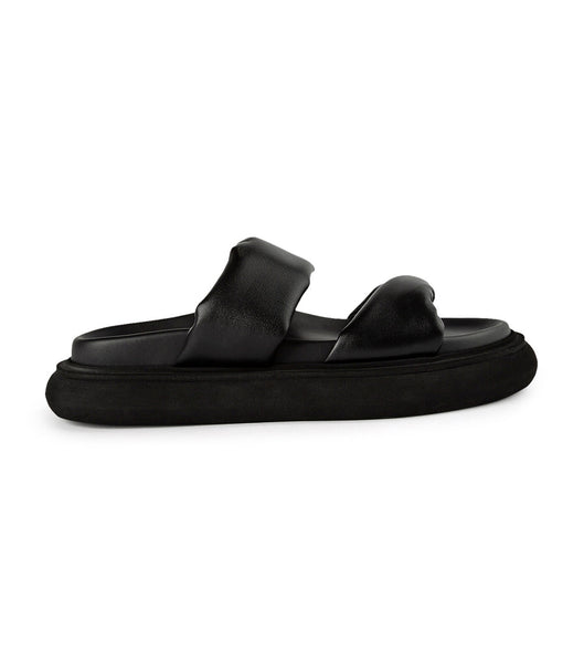 Black Tony Bianco June Black Nappa 3cm Flat Sandals | ILNZX48528