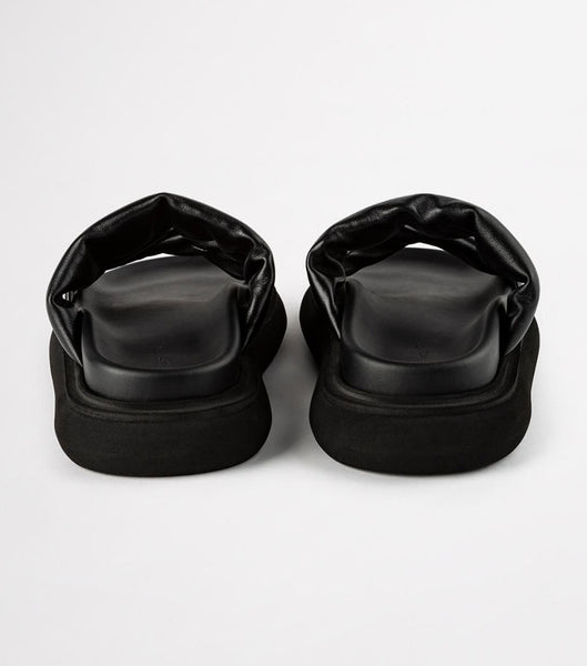 Black Tony Bianco June Black Nappa 3cm Slides | BILSO52209