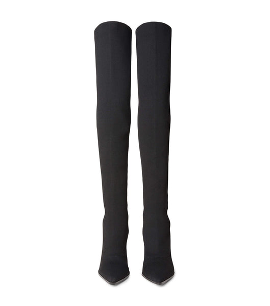 Black Tony Bianco Kori Black Sock Knit 9.5cm Stiletto Boots | XILGW10705
