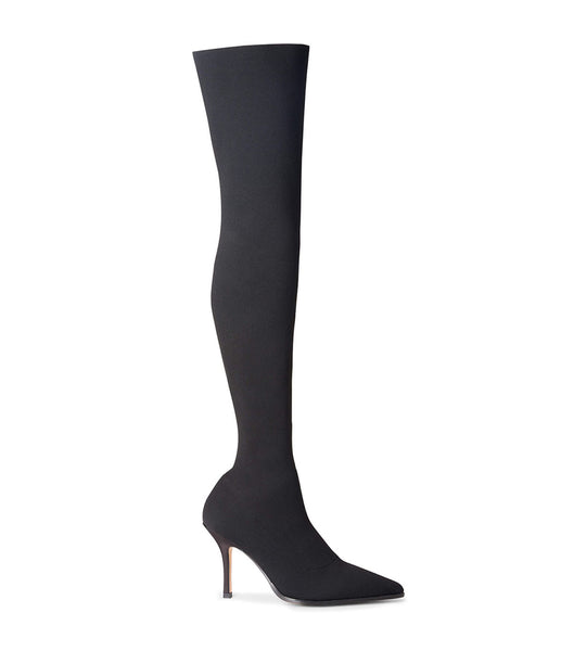 Black Tony Bianco Kori Black Sock Knit 9.5cm Stiletto Boots | XILGW10705