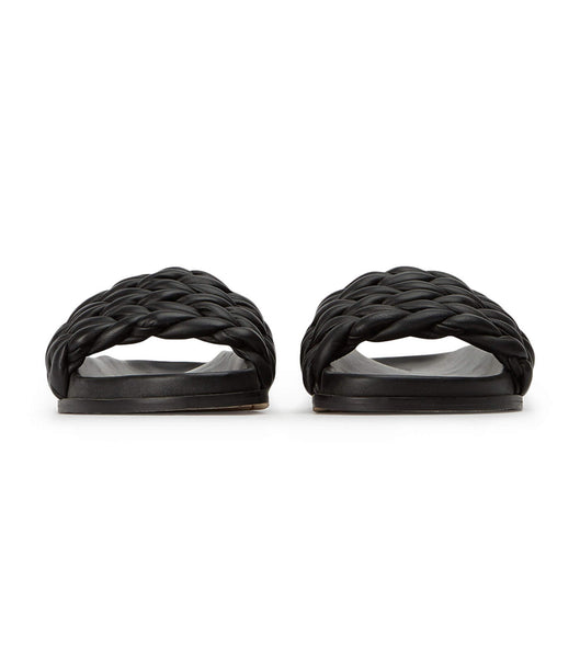 Black Tony Bianco Layton Black Nappa Flat Sandals | BILSO98143