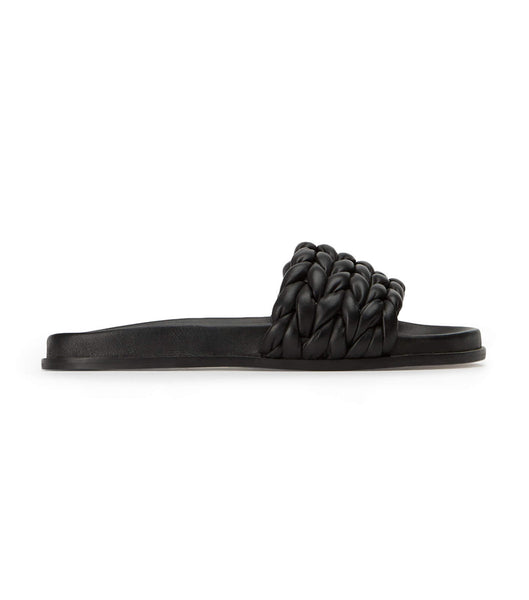 Black Tony Bianco Layton Black Nappa Flat Sandals | BILSO98143