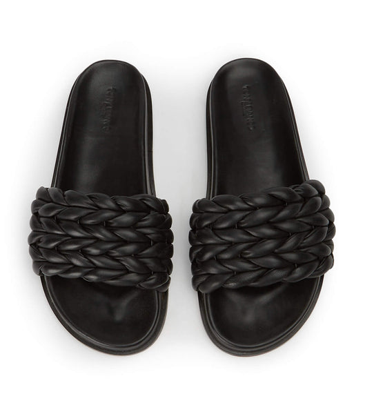 Black Tony Bianco Layton Black Nappa Slides | ZILNQ93645