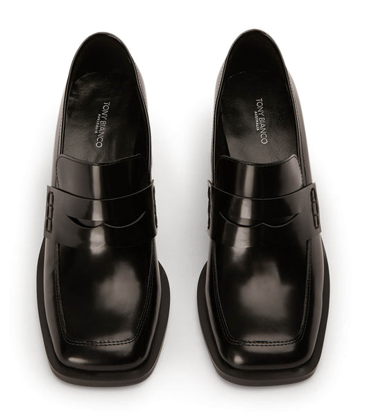 Black Tony Bianco Lomax Black Hi Shine 6.5cm Loafers | ILQAV78894