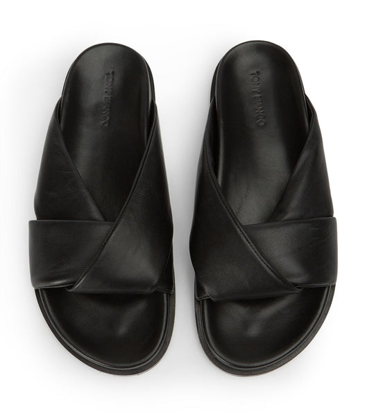 Black Tony Bianco Lora Black Nappa 1.5cm Slides | ILJKU97706