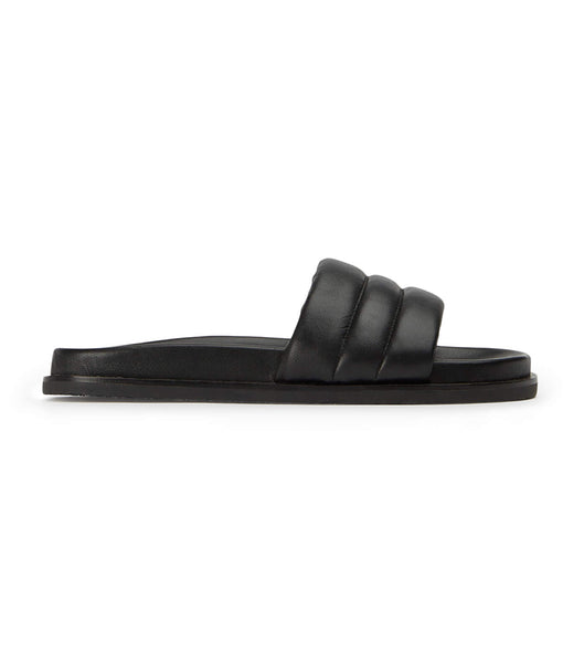 Black Tony Bianco Lucas Black Nappa 1.5cm Flat Sandals | ILQAV67095