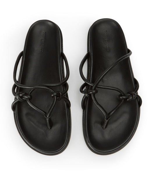 Black Tony Bianco Luelle Black Nappa Flat Sandals | UILTG45912