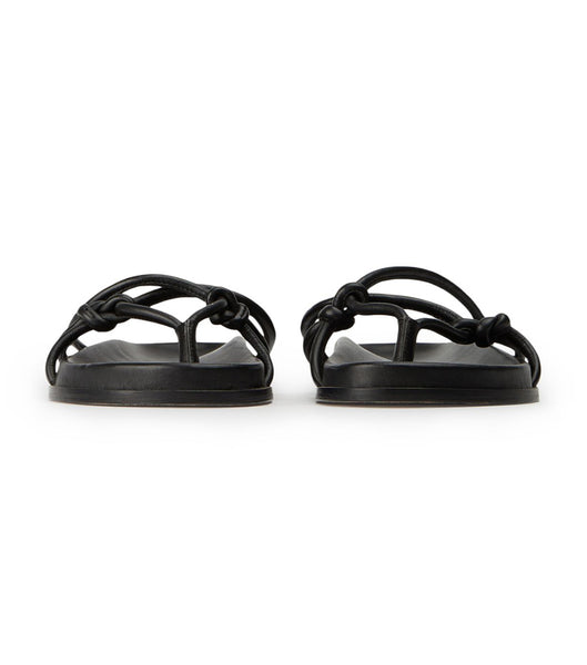 Black Tony Bianco Luelle Black Nappa Flat Sandals | UILTG45912