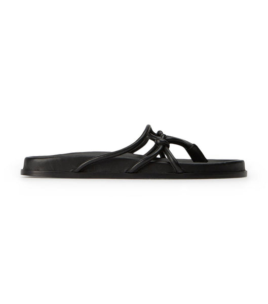 Black Tony Bianco Luelle Black Nappa Flat Sandals | UILTG45912